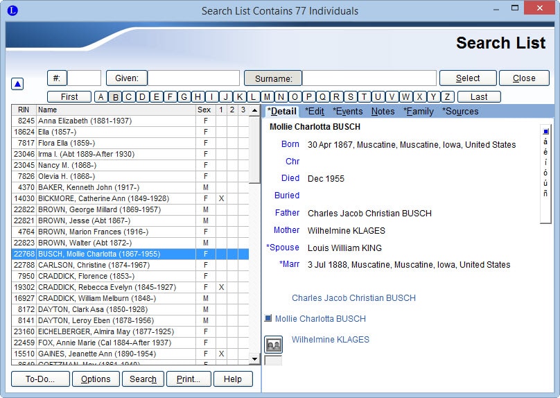 Searchlist