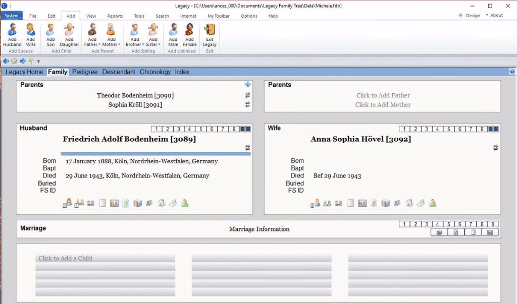 New unlinked individual in Legacy Family Tree