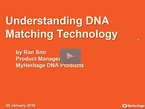 Understanding DNA Matching Technology - free webinar by Ran Snir of MyHeritage now online for limited time