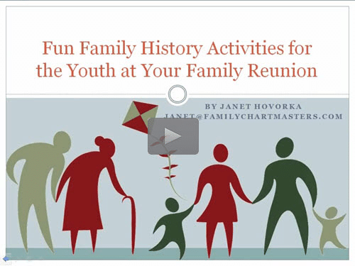 Fun Family History Activities for the Youth at Your Family Reunion by Janet Hovorka Fun Family History Activities for the Youth at Your Family Reunion by Janet Hovorka