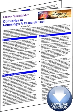 Obituaries in Genealogy