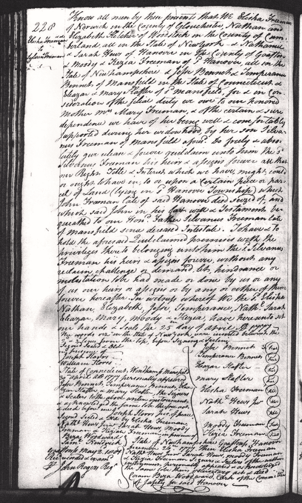 Deed to Sylvanus Freeman Jr.