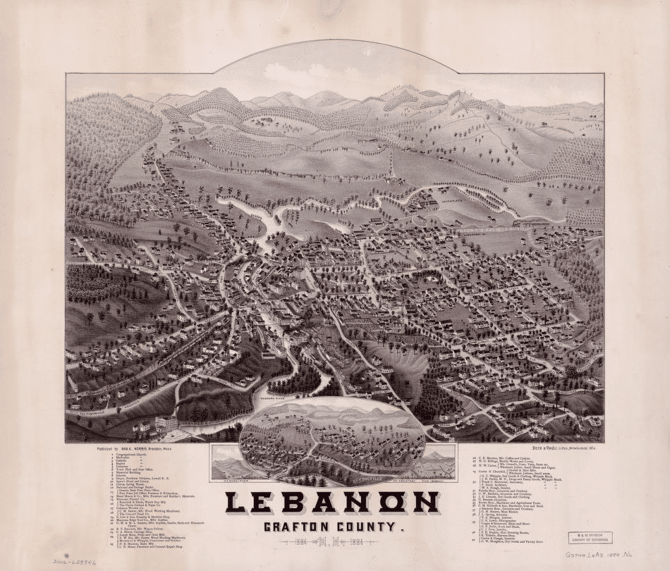Panoramic Map on Lebanon, Grafton County, New Hampshire Panoramic Map on Lebanon, Grafton County, New Hampshire
