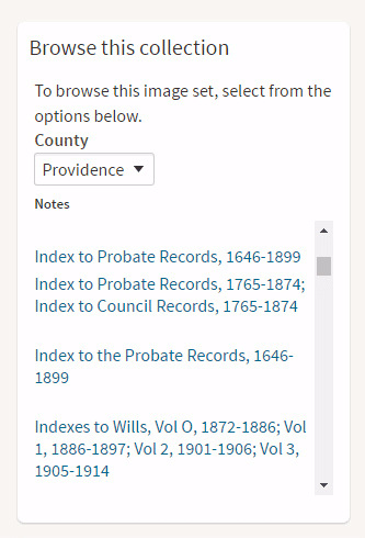 Providence County Rhode Island Probate records on Ancestry.com