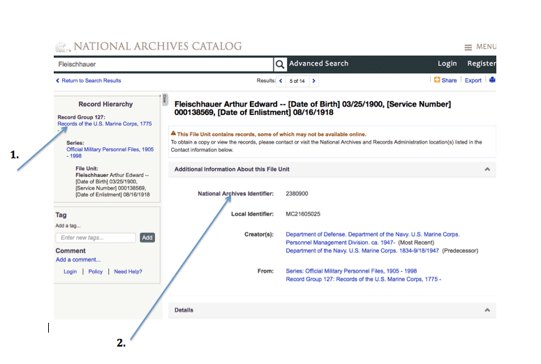 National Archives Catalog Search