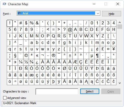 Charactermap