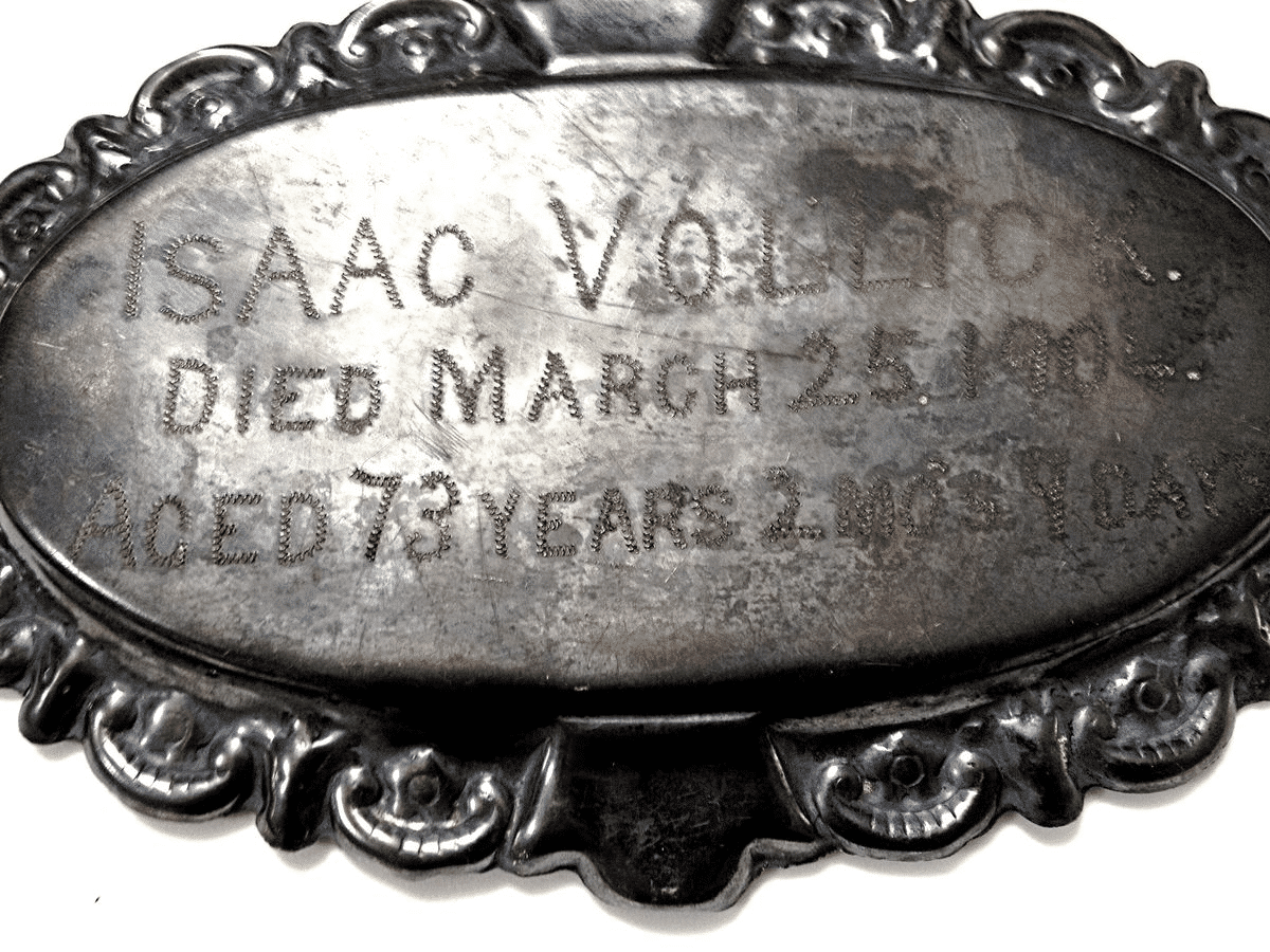 1904 Coffin Plate owned by L. McGinnis Schulze