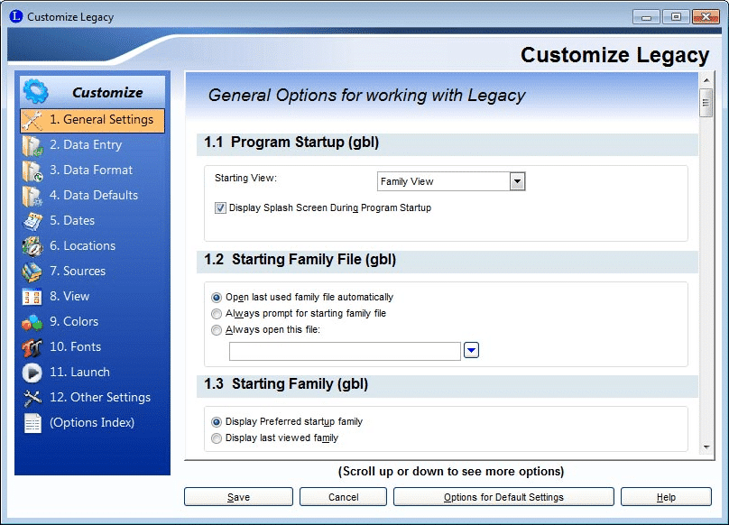 The Legacy Customize Screen