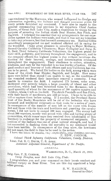 29 Jan 1863 – Engagement on the Bear River, Utah Ter. [1]   