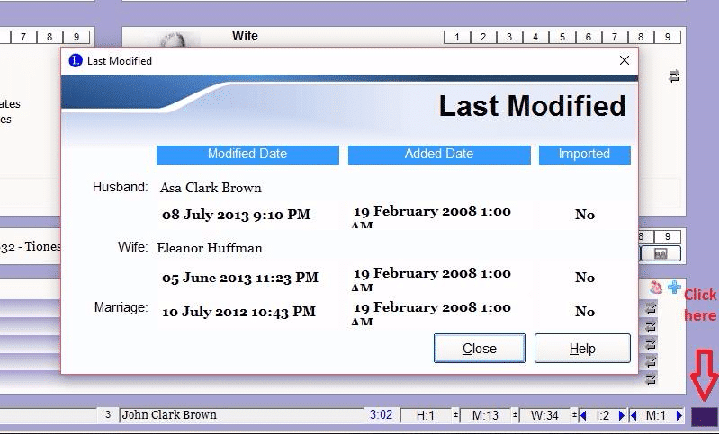 Added and Modified Dates information in Legacy Family Tree