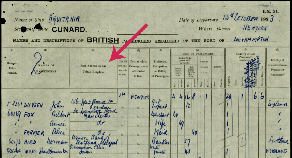 1923 UK Passenger-List 