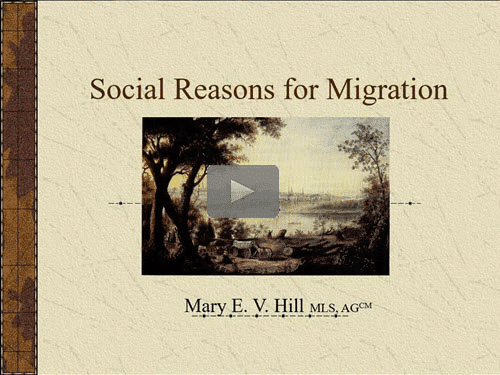 New "Member Friday" Webinar - Social Reasons for Migration by Mary Hill, AG New "Member Friday" Webinar - Social Reasons for Migration by Mary Hill, AG