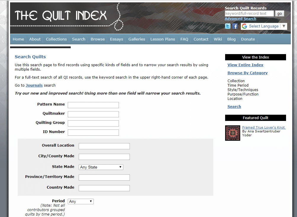 Quilt Index Search