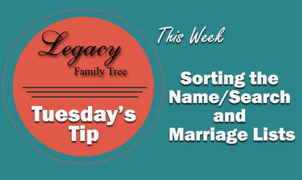TT - Sorting the Name  Search and Marriage List