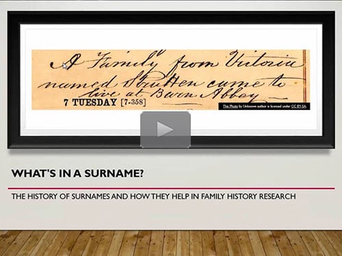 What's in a Surname?: The History of Surnames and How They Help in Family History Research - free webinar by Alejandro Rubinstein now online