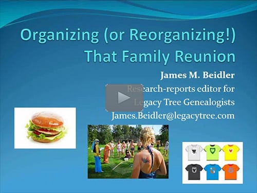 Organizing (or Reorganizing!) That Family Reunion by James Beidler