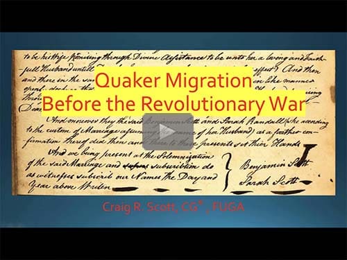 Quaker Migration in North America Prior to the American Revolution