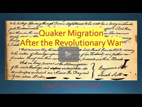 Quaker Migration after the Revolutionary War