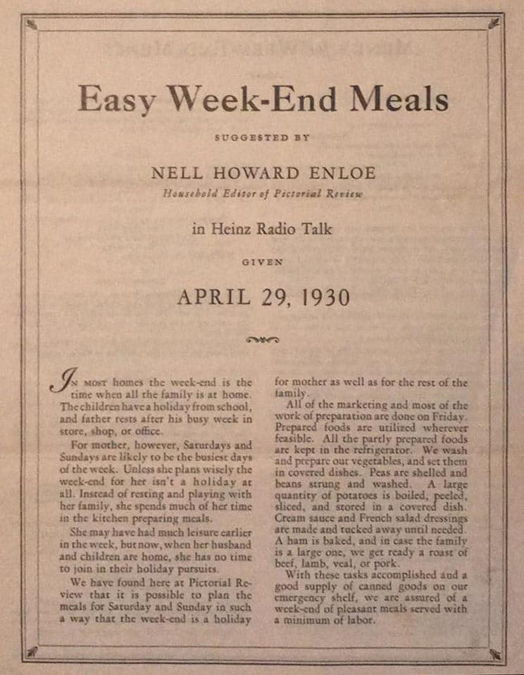 Enloe Weekend Meals page 1 Enloe Weekend Meals page 1