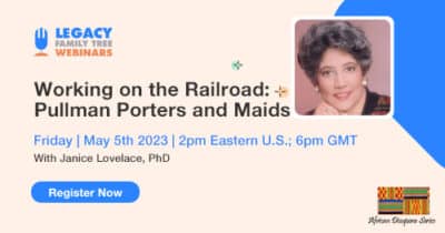 Register for Friday's African Diaspora Series webinar: Working on the Railroad: Pullman Porters and Maids by Janice Lovelace, PhD
