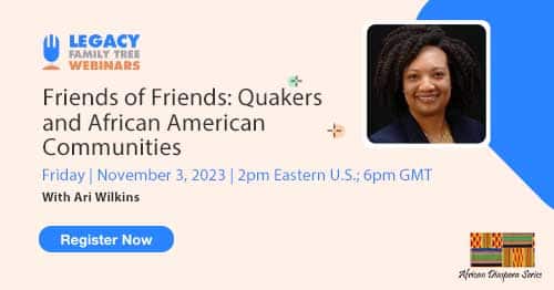 Register for Friday's African Diaspora Series webinar: Friends of Friends: Quakers and African American Communities by Ari Wilkins
