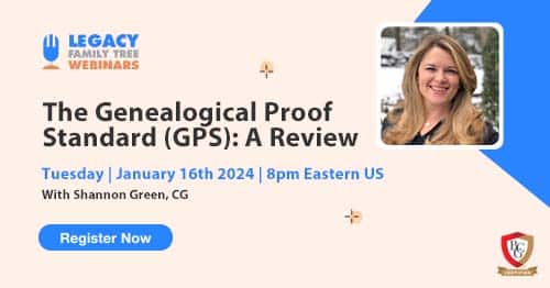 Register for Tuesday's BCG webinar — The Genealogical Proof Standard (GPS): A Review by Shannon Green, CG